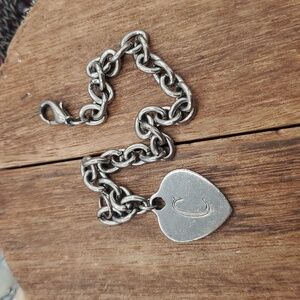 Chunky Silver Heart Initial Bracelet